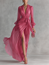 Élise | Robe longue fluide à taille nouée