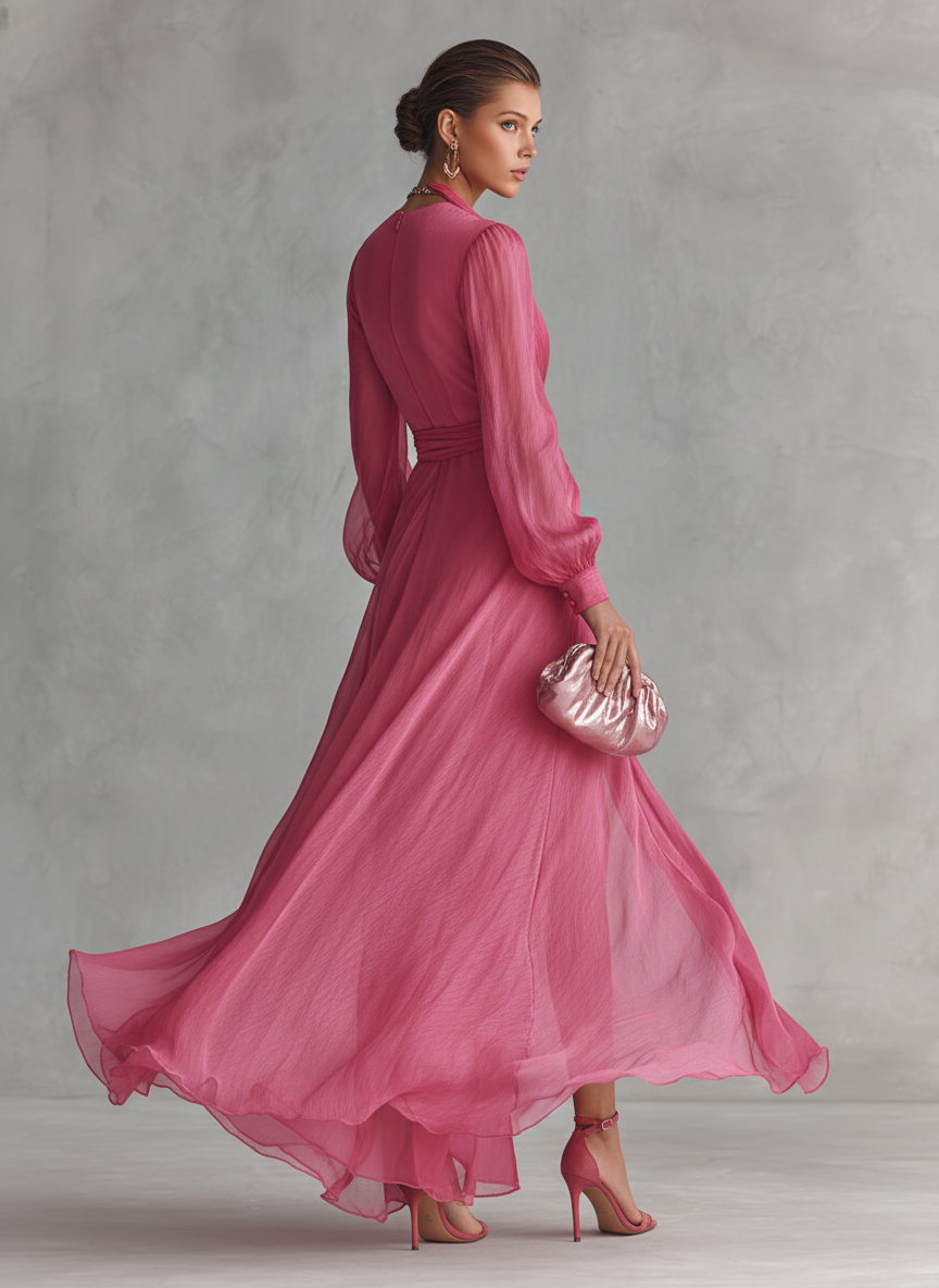 Élise | Robe longue fluide à taille nouée