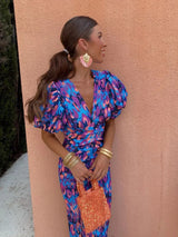 Anaëlle | Robe satinée à manches bouffantes