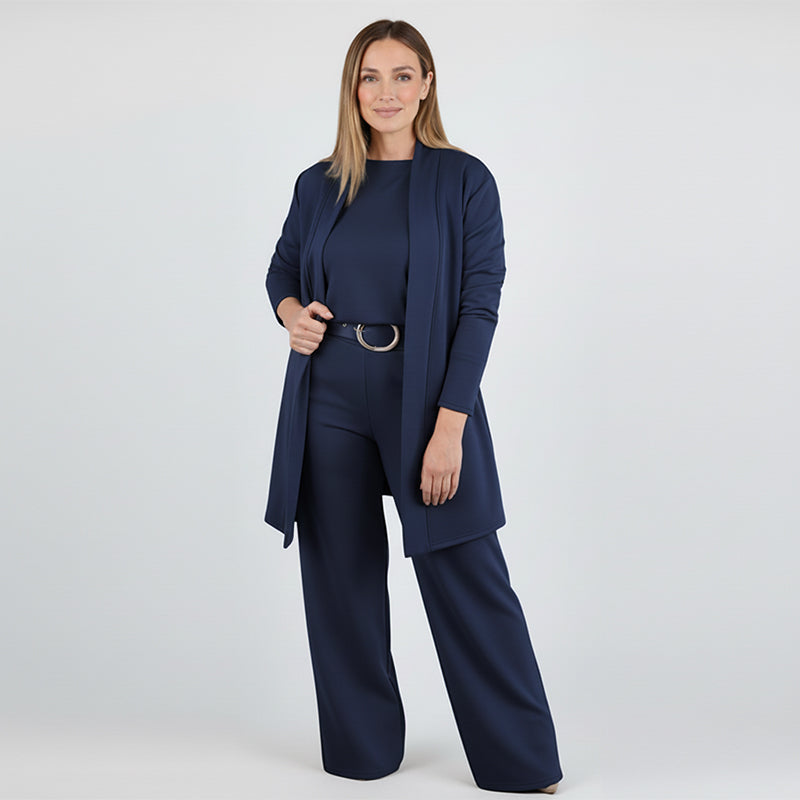 Iris |  Élégant ensemble 3 pièces composé d'un long cardigan, d'un haut et d'un pantalon