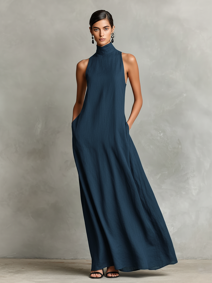 Chiara | Robe Maxi Élégante à Col Montant