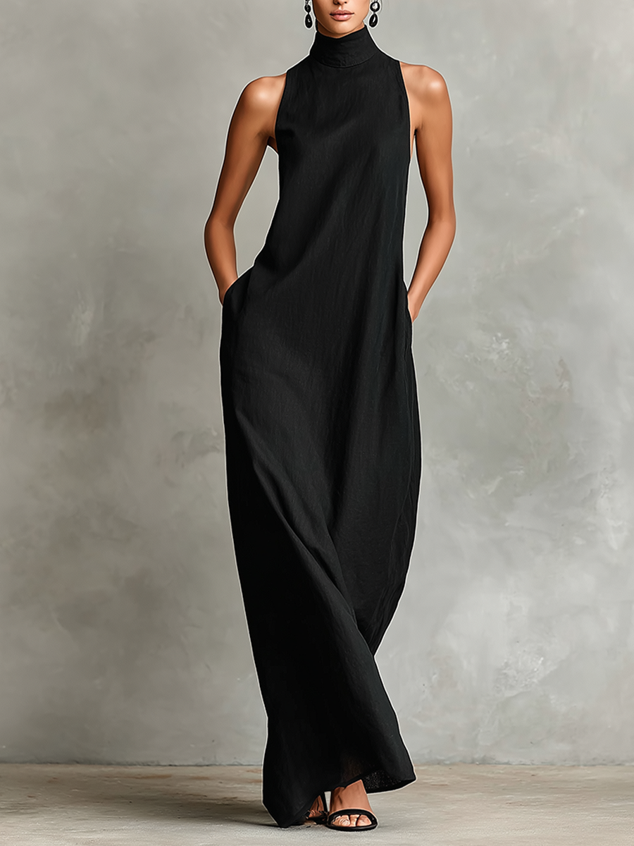 Chiara | Robe Maxi Élégante à Col Montant
