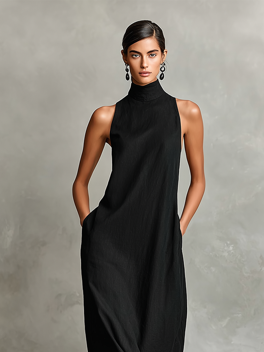 Chiara | Robe Maxi Élégante à Col Montant