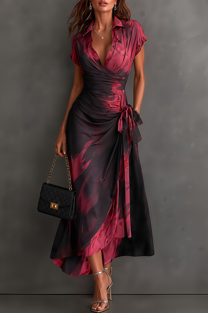 Céline | Robe midi asymétrique à imprimé abstrait