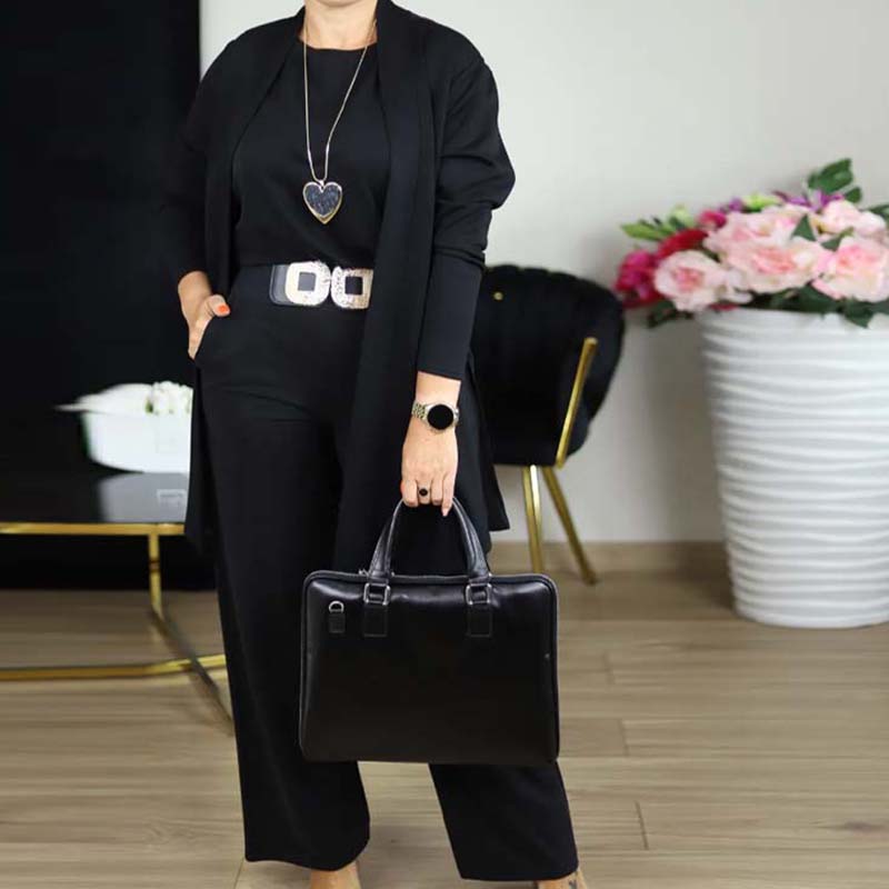 Iris |  Élégant ensemble 3 pièces composé d'un long cardigan, d'un haut et d'un pantalon