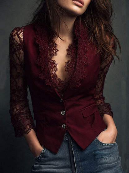 Noemí |  Blazer negro con mangas semitransparentes