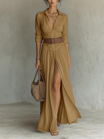 Rosine | ROBE-CHEMISE LONGUE PLISSÉE