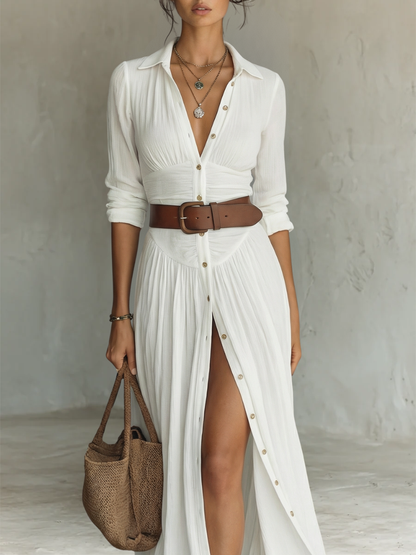 Rosine | ROBE-CHEMISE LONGUE PLISSÉE