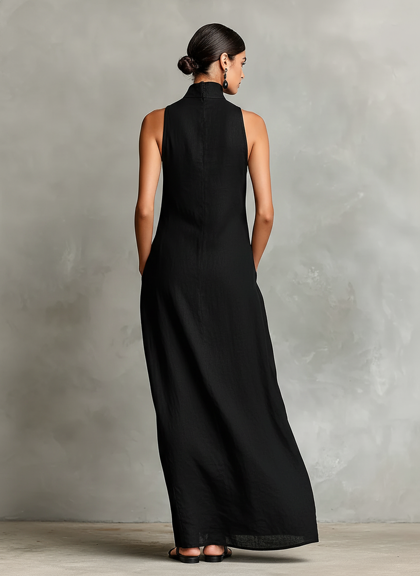 Chiara | Robe Maxi Élégante à Col Montant