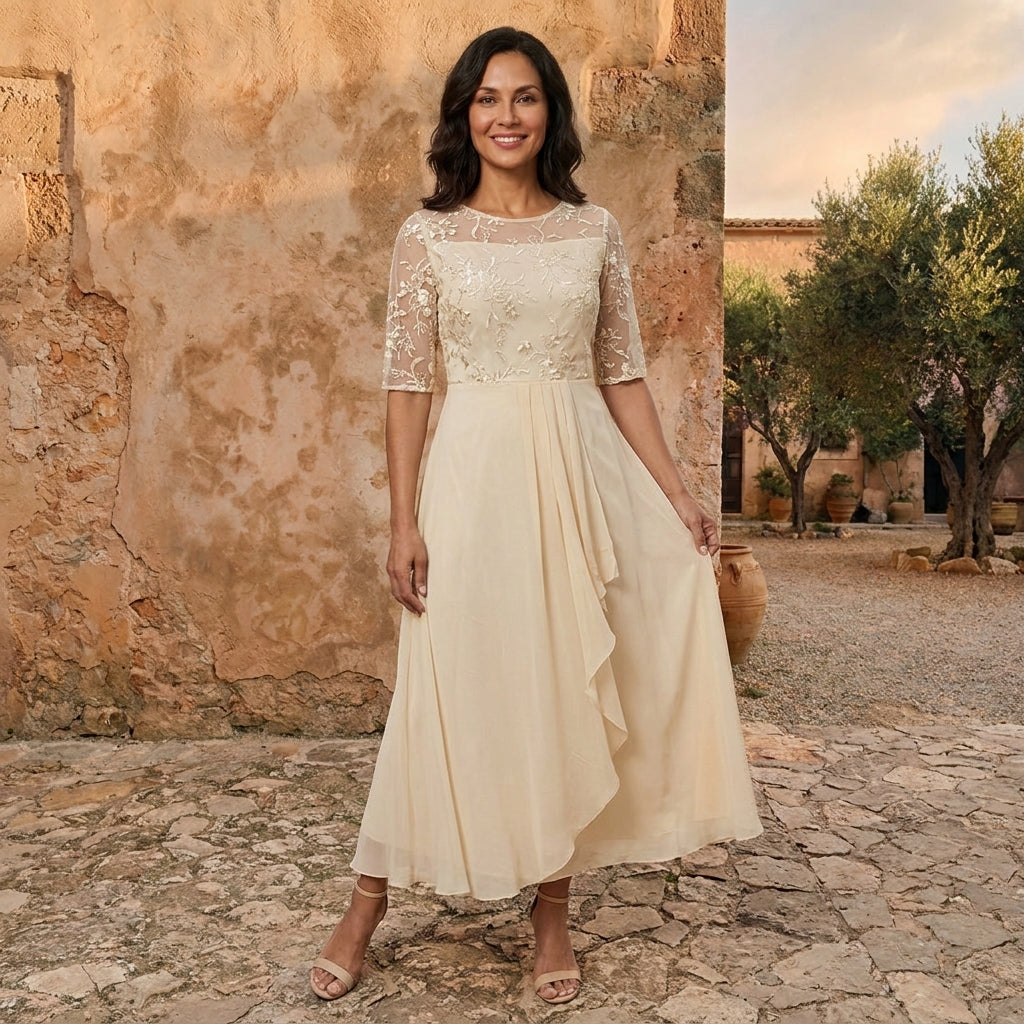 CANDELA RIVAS  | VESTIDO DE GASA ELEGANTE