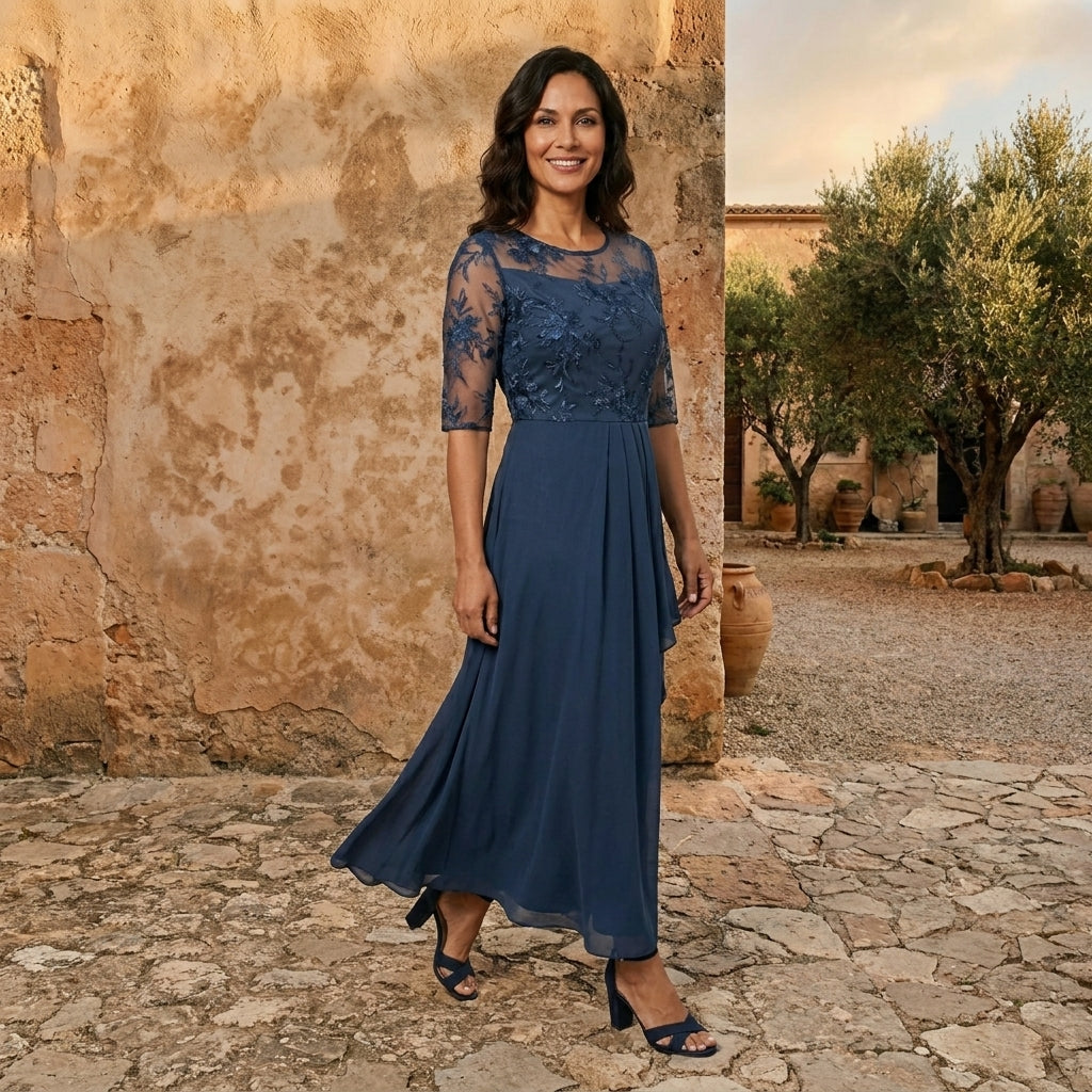 CANDELA RIVAS  | VESTIDO DE GASA ELEGANTE