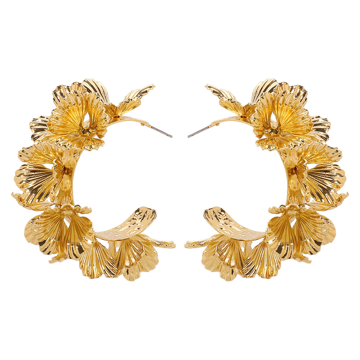 Dara | Boucles d'oreilles en C motif floral