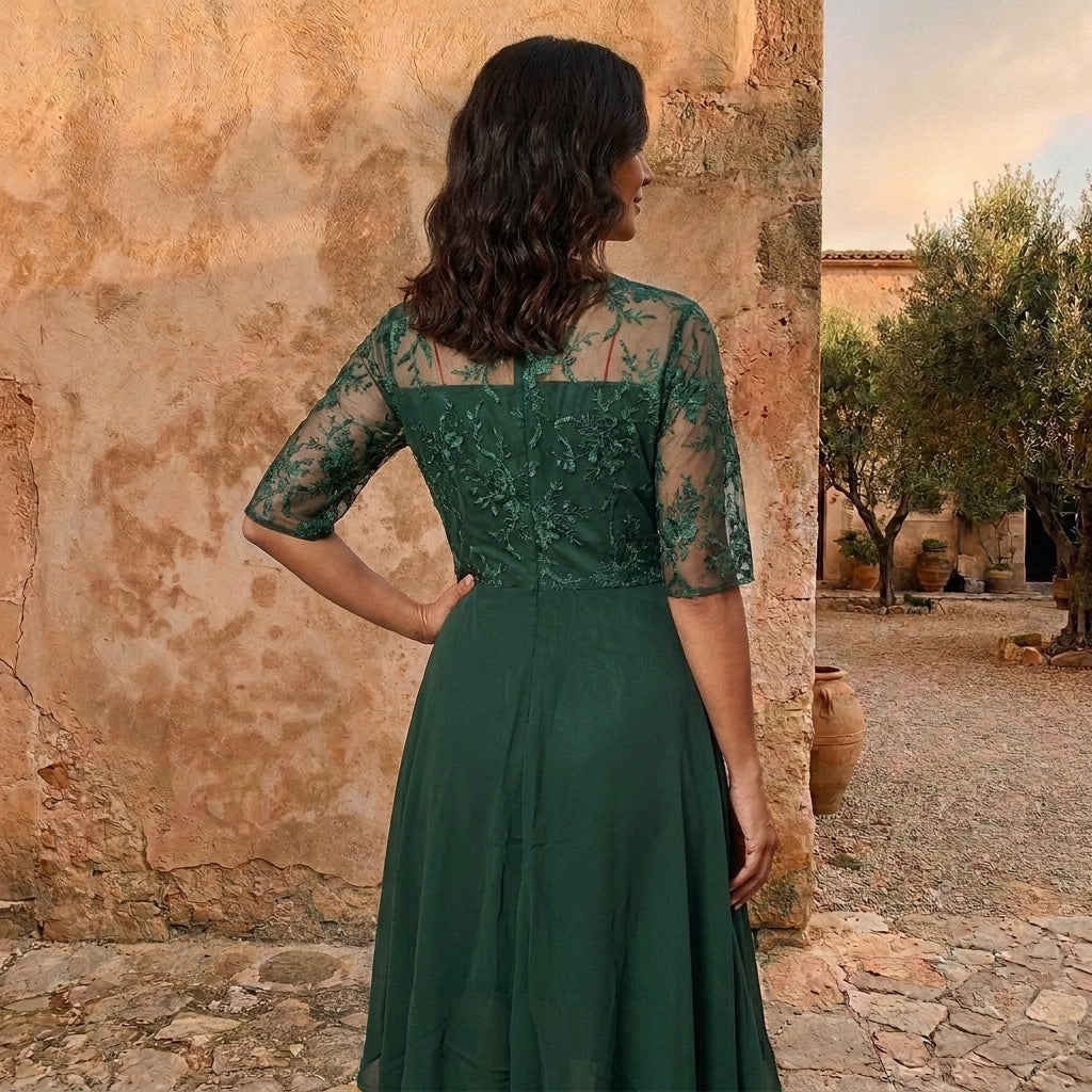 CANDELA RIVAS  | VESTIDO DE GASA ELEGANTE