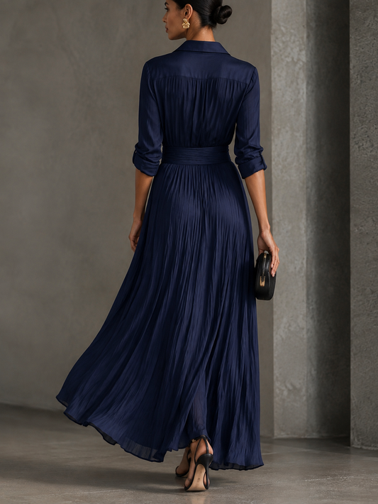 Allegra | Robe chemisier longue avec nœud à la taille