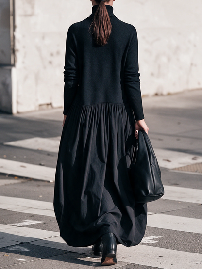 Ilaria | Robe longue oversize à col montant avec poches