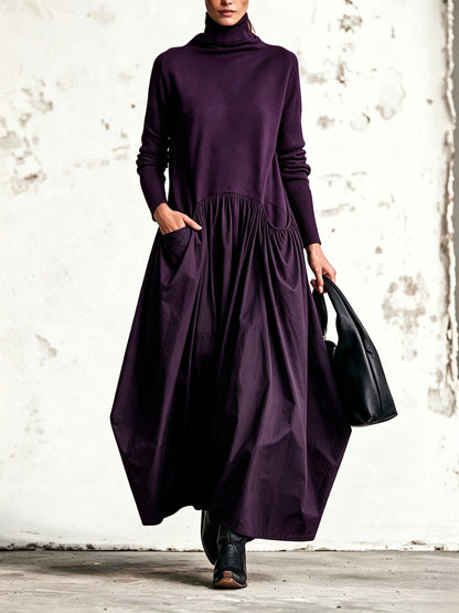Ilaria | Robe longue oversize à col montant avec poches