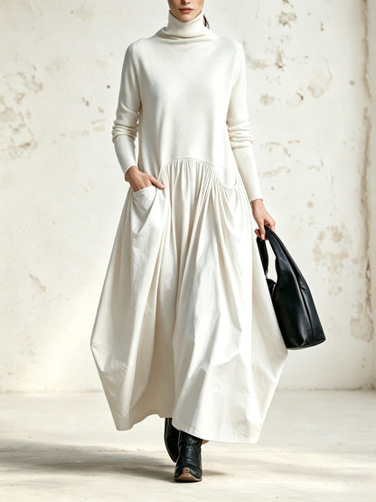 Ilaria | Robe longue oversize à col montant avec poches
