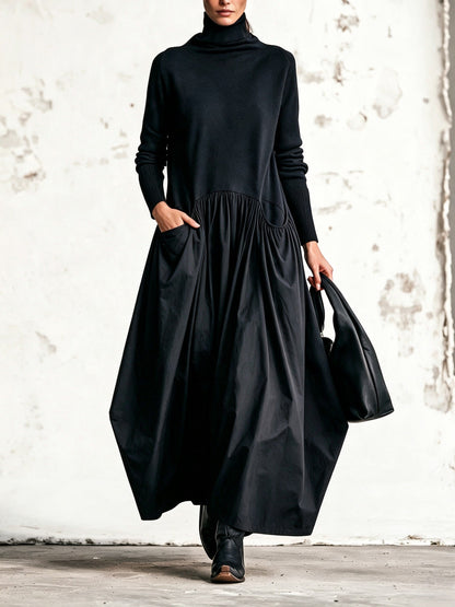 Ilaria | Robe longue oversize à col montant avec poches