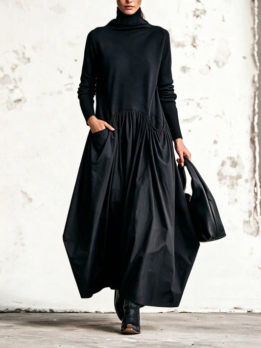 Ilaria | Robe longue oversize à col montant avec poches