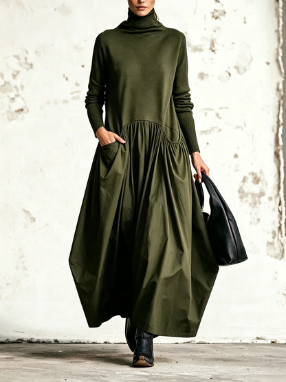Ilaria | Robe longue oversize à col montant avec poches