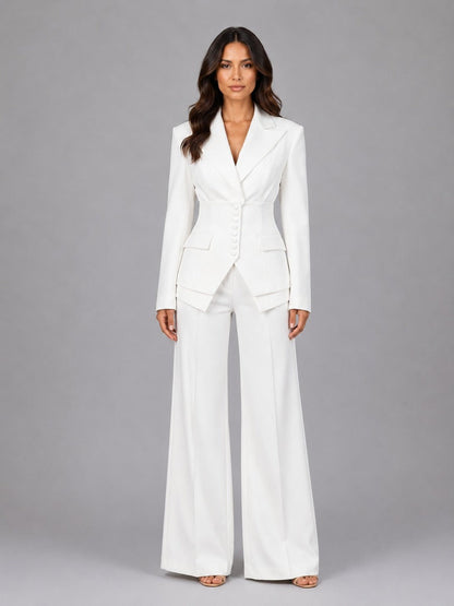 Ana | Ensemble deux pièces avec blazer à taille marquée et pantalon palazzo