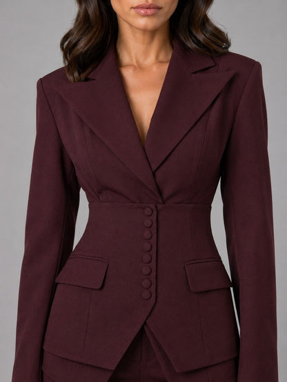 Ana | Ensemble deux pièces avec blazer à taille marquée et pantalon palazzo