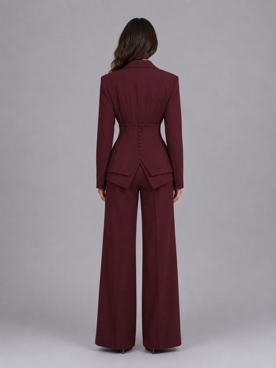 Ana | Ensemble deux pièces avec blazer à taille marquée et pantalon palazzo