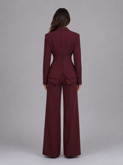 Ana | Ensemble deux pièces avec blazer à taille marquée et pantalon palazzo