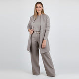 Iris |  Élégant ensemble 3 pièces composé d'un long cardigan, d'un haut et d'un pantalon