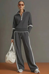 Jade | Ensemble de sport rétro avec demi-fermeture éclair et bande