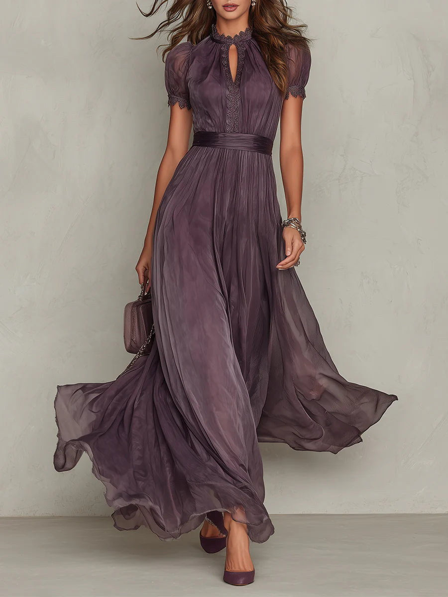 Myriam | Robe longue en mousseline avec de la dentelle
