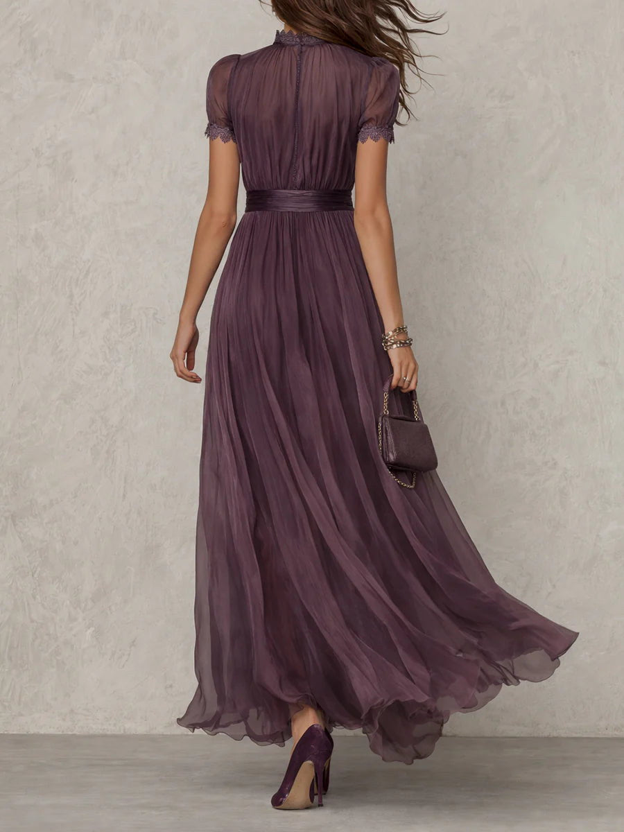 Myriam | Robe longue en mousseline avec de la dentelle