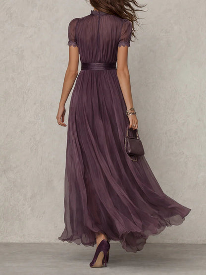 Myriam | Robe longue en mousseline avec de la dentelle