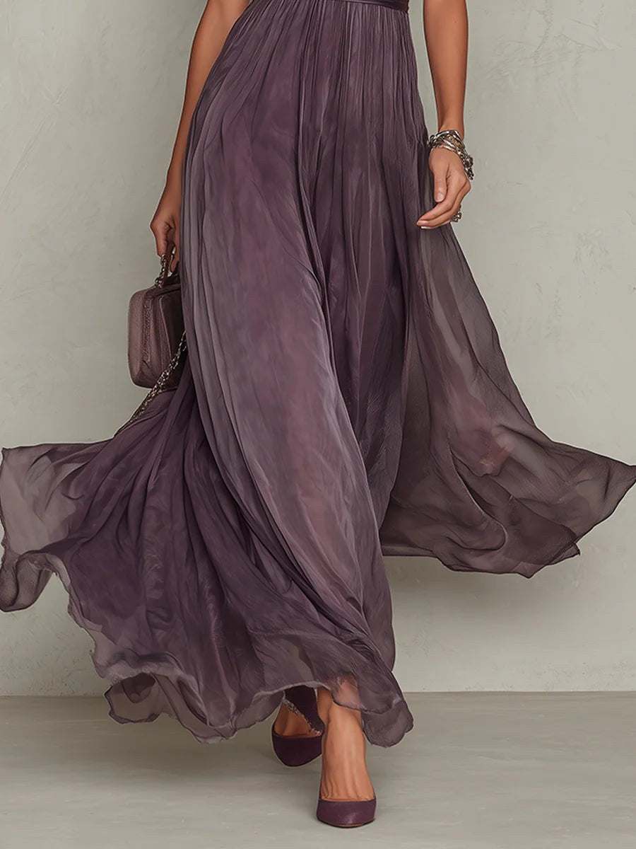 Myriam | Robe longue en mousseline avec de la dentelle