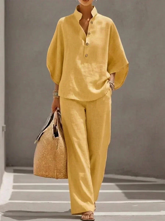 Maribel | Conjunto con mangas murciélago y pantalón ancho