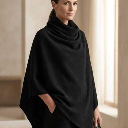 Elena | Ensemble composé d'un haut type cape à col en cascade et d'un pantalon à jambes larges